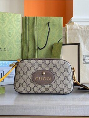 Gucci GG Supreme Canvas with Green Red Web and Yellow Accents Crossbody